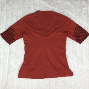Patagonia Short Sleeve Organic Cotton Twist Front Top in Rust Womens Size Medium